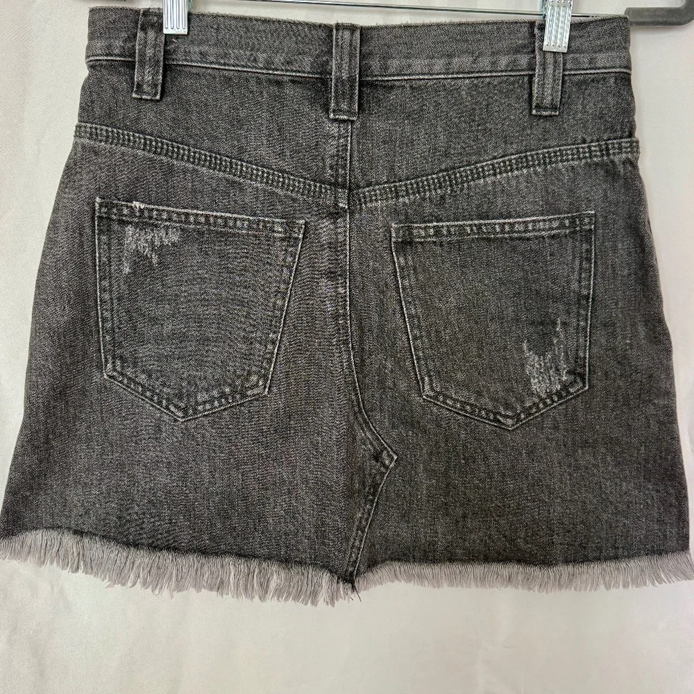 We The Free Free People | Pleated Raw Hem Denim Mini | Acid Wash Black | Sz 24